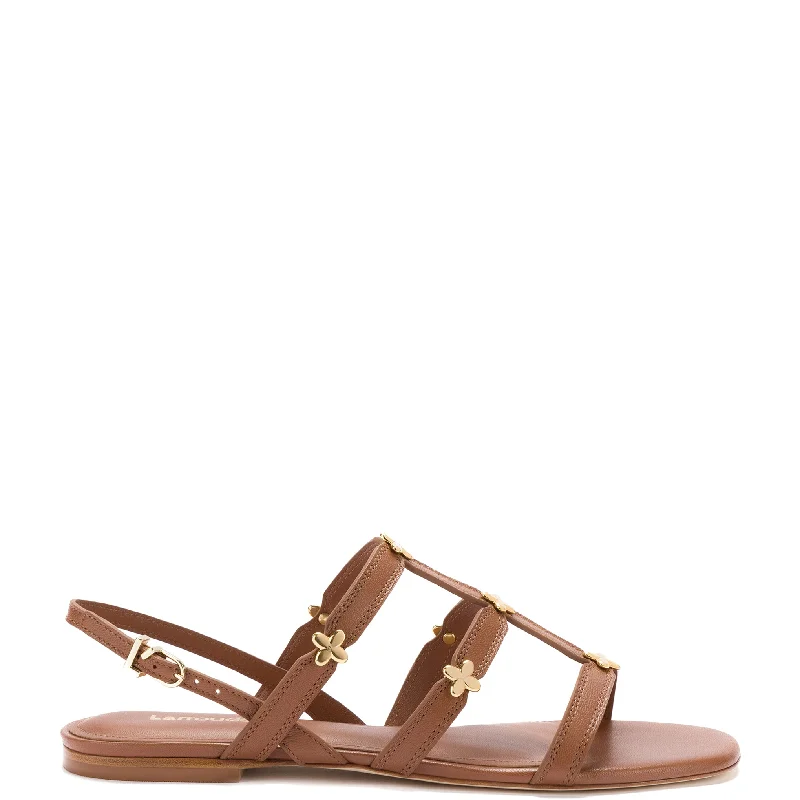 Women's Sandals with a Wedge Heel and a Tassel Detail in Orange for a Trendy LookHarmony Flat Sandal In Caramel Leather Women's Sandals with a Wedge Heel and a Tassel Detail in Orange for a Trendy LookHarmony Flat Sandal In Caramel Leather