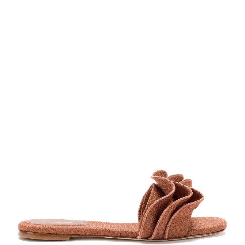 Women's Strappy Gladiator Sandals with Buckle Closures in Tan for a Boho LookIvy Ruffle Flat Mule In Caramel Raffia Women's Strappy Gladiator Sandals with Buckle Closures in Tan for a Boho LookIvy Ruffle Flat Mule In Caramel Raffia