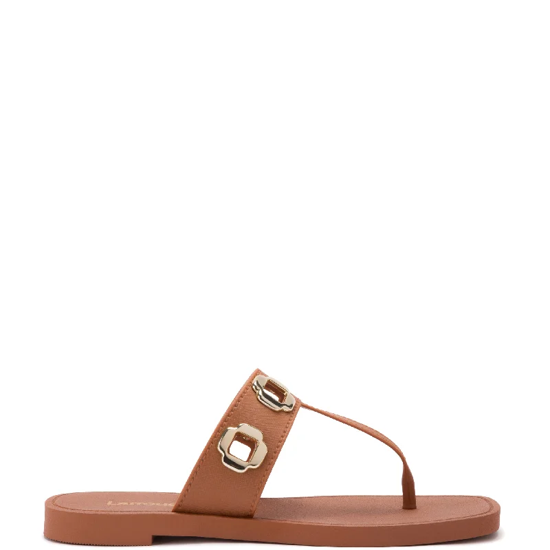 Women's Flat Slide Sandals with a Memory Foam Insole in White for All - Day ComfortMilan S In Caramel PVC Women's Flat Slide Sandals with a Memory Foam Insole in White for All - Day ComfortMilan S In Caramel PVC