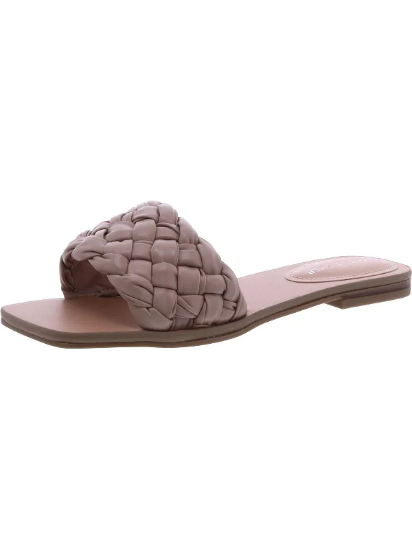 Women's Cork - Soled Espadrille Sandals with a Rope - Trimmed Upper in Navy for a Summer VibeCaspian Womens Faux Leather Basketweave Slide Sandals Women's Cork - Soled Espadrille Sandals with a Rope - Trimmed Upper in Navy for a Summer VibeCaspian Womens Faux Leather Basketweave Slide Sandals