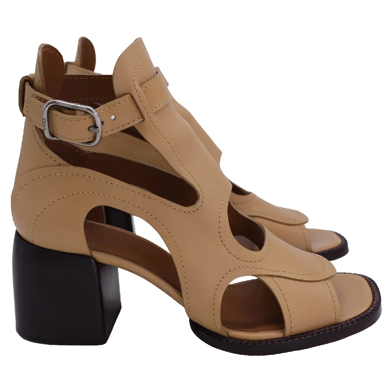 Women's Rhinestone - Embellished Open - Toe Sandals in Silver for a Glamorous Party LookWomen's Rhinestone - Embellished Open - Toe Sandals in Silver for a Glamorous Party LookChloé  Gaile Cut-Out Sandals in Tan Leather