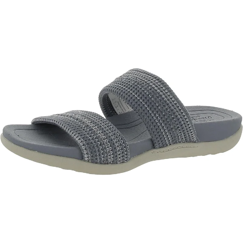 Women's Cork - Soled Espadrille Sandals with a Rope - Trimmed Upper in Navy for a Summer VibeWomen's Cork - Soled Espadrille Sandals with a Rope - Trimmed Upper in Navy for a Summer VibeDearfoams Womens Blaire Low Foam Double Band Casual Flat Slide Sandals