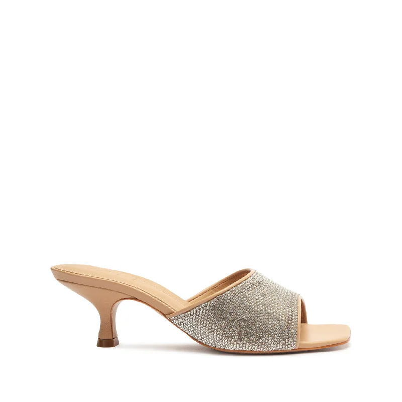 Women's Flat Slide Sandals with a Memory Foam Insole in White for All - Day ComfortDethalia Glam Mesh Sandal