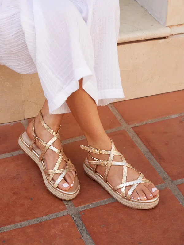 Women's Sandals with a Glitter - Coated Strap in Gold for a Sparkly Summer OutfitDEZI Women's Sandals with a Glitter - Coated Strap in Gold for a Sparkly Summer OutfitDEZI