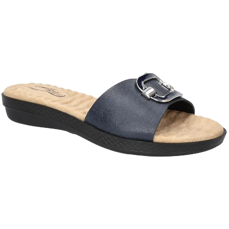 Waterproof Women's Rubber Beach Sandals with Arch Support in Blue for Water ActivitiesWaterproof Women's Rubber Beach Sandals with Arch Support in Blue for Water ActivitiesEasy Street Womens SUNSHINE Faux Leather Slip On Slide Sandals