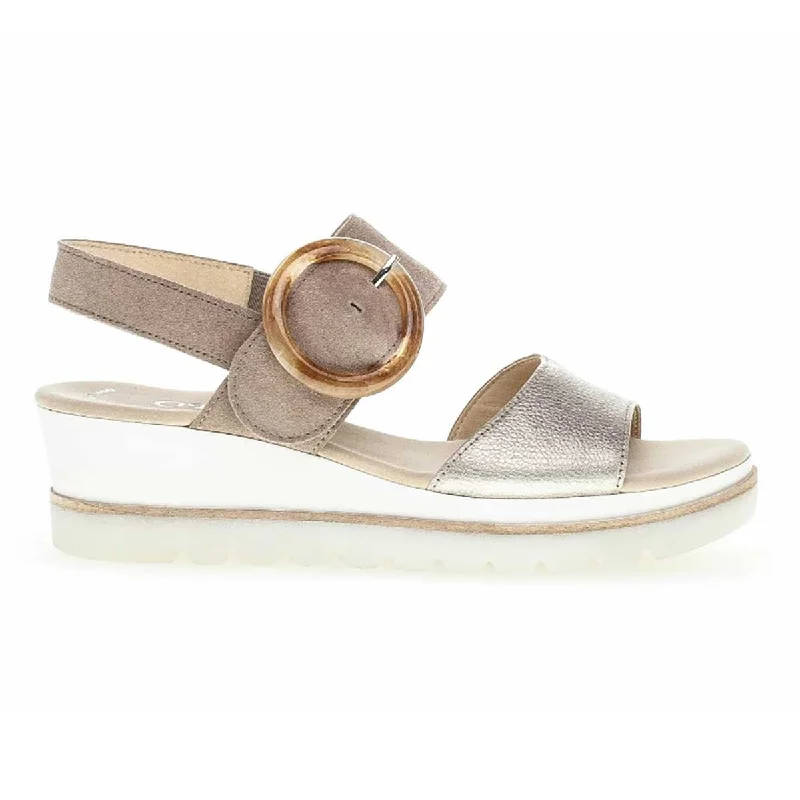 Elastic - Strap Women's Sandals with a Padded Toe in Teal for Easy On - and - OffElastic - Strap Women's Sandals with a Padded Toe in Teal for Easy On - and - OffGabor Women's 24.645-62 Taupe Pewter Suede