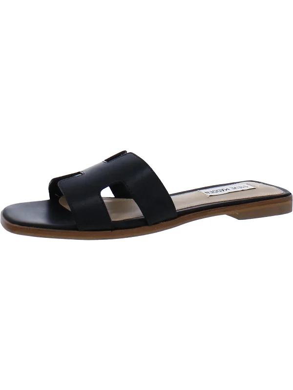 Shock - Absorbing Women's Sandals with a Soft Insole in Black for Active LifestylesHadyn Womens Leather Open Toe Slide Sandals Shock - Absorbing Women's Sandals with a Soft Insole in Black for Active LifestylesHadyn Womens Leather Open Toe Slide Sandals