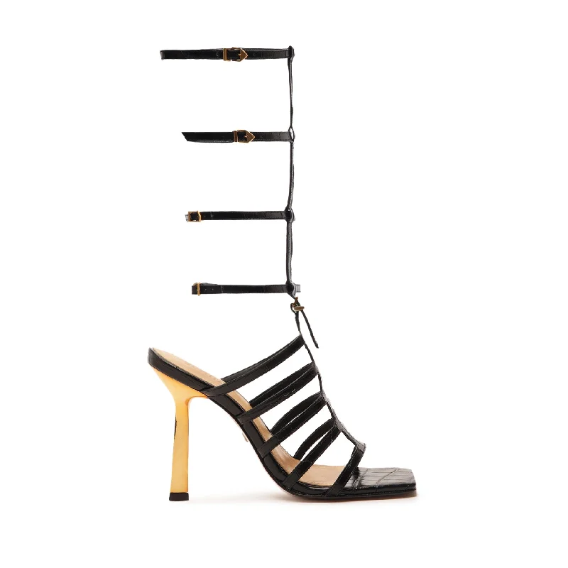 Women's Leather - Strapped Sandals with a Braided Detail in Brown for a Rustic AppealHayden Up Crocodile-Embossed Leather Sandal Women's Leather - Strapped Sandals with a Braided Detail in Brown for a Rustic AppealHayden Up Crocodile-Embossed Leather Sandal