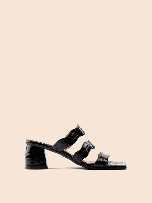 Women's Cork - Soled Espadrille Sandals with a Rope - Trimmed Upper in Navy for a Summer VibeImperfect Riva Embossed Black Heel Women's Cork - Soled Espadrille Sandals with a Rope - Trimmed Upper in Navy for a Summer VibeImperfect Riva Embossed Black Heel
