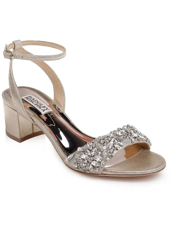 Sustainable Women's Recycled Material Sandals in Beige for Eco - Conscious ShoppersIvanna Womens Satin Embellished Evening Sandals