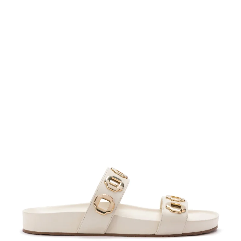 Waterproof Women's Rubber Beach Sandals with Arch Support in Blue for Water ActivitiesMilan Slide In Ivory Leather Waterproof Women's Rubber Beach Sandals with Arch Support in Blue for Water ActivitiesMilan Slide In Ivory Leather