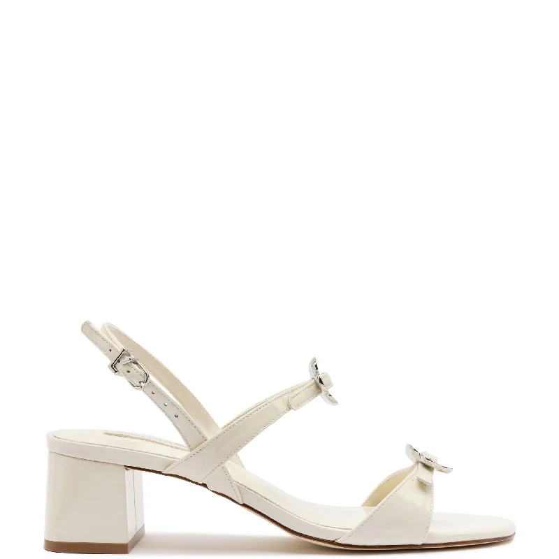 Child - Friendly Women's Sandals with a Secure Buckle in Purple for Moms on the GoTinx Block In Ivory Patent Leather