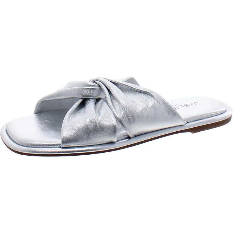 Elastic - Strap Women's Sandals with a Padded Toe in Teal for Easy On - and - OffJ/Slides Womens Leather Slip On Slide Sandals