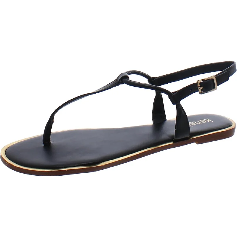 Women's Thong Sandals with a Beaded Design in Multicolor for a Beachy AestheticKensie Womens Faux Leather Ankle Strap T-Strap Sandals