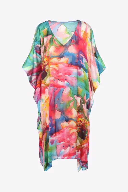 Child - Friendly Women's Sandals with a Secure Buckle in Purple for Moms on the GoKikiSol Artisan Papaya Water Color Modal Kaftan