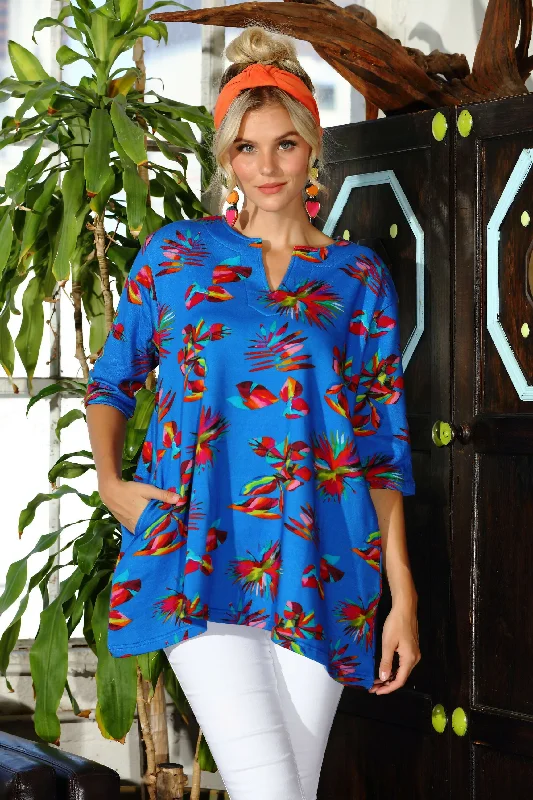 Women's Cork - Soled Espadrille Sandals with a Rope - Trimmed Upper in Navy for a Summer VibeKikiSol SeaRenity Royal Blue Fiesta Leaf French Terry Tunic w/ Pockets