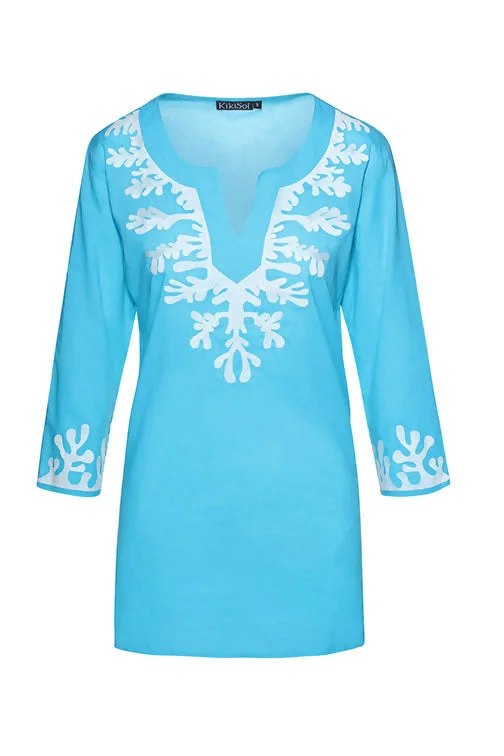 Women's Sandals with a Wedge Heel and a Tassel Detail in Orange for a Trendy LookKikiSol Turquoise Embroidered Coral Tunic Women's Sandals with a Wedge Heel and a Tassel Detail in Orange for a Trendy LookKikiSol Turquoise Embroidered Coral Tunic