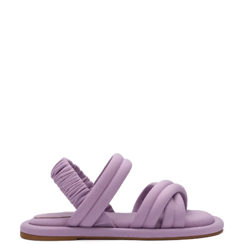 Child - Friendly Women's Sandals with a Secure Buckle in Purple for Moms on the GoJoshua Flat Sandal In Lavender Lycra Child - Friendly Women's Sandals with a Secure Buckle in Purple for Moms on the GoJoshua Flat Sandal In Lavender Lycra