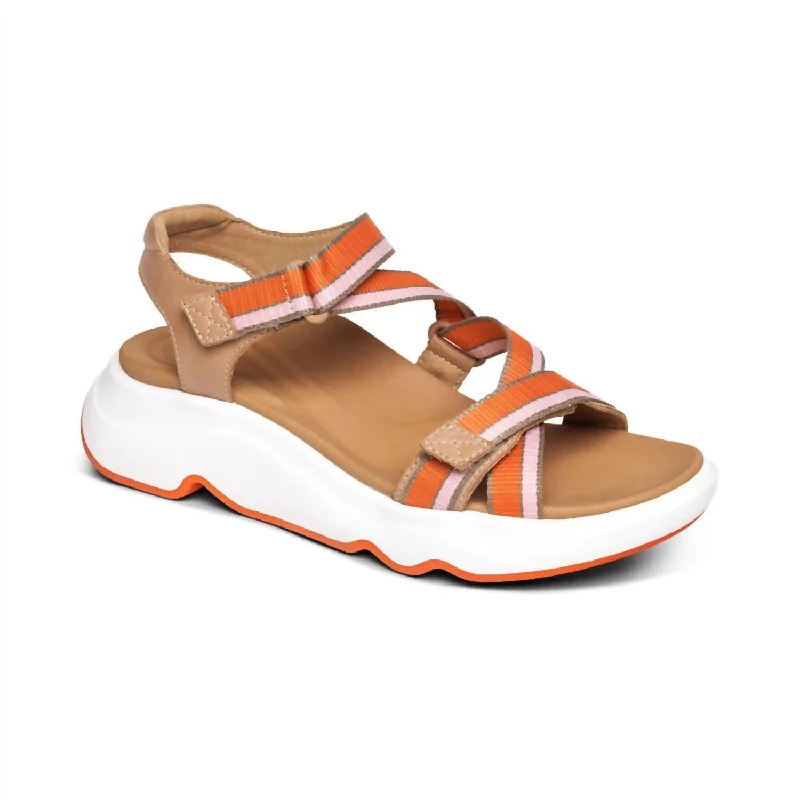 Women's Sandals with a Glitter - Coated Strap in Gold for a Sparkly Summer OutfitMarz Adjustable Sport Sandal In Camel