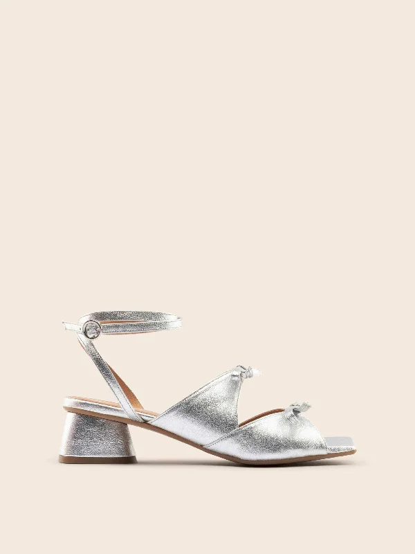 Women's Ankle - Strap Sandals with a Block Heel in Red for a Sophisticated StyleMira Silver Heel Women's Ankle - Strap Sandals with a Block Heel in Red for a Sophisticated StyleMira Silver Heel