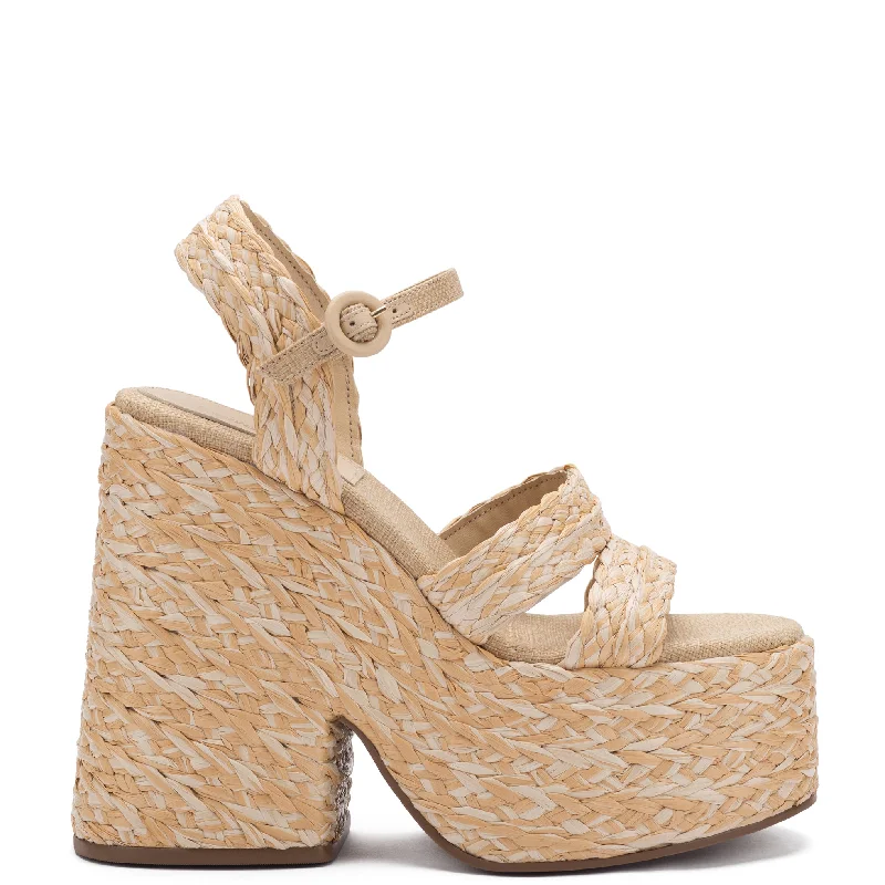 Women's Strappy Gladiator Sandals with Buckle Closures in Tan for a Boho LookCarmen Platform Sandal In Natural Raffia Women's Strappy Gladiator Sandals with Buckle Closures in Tan for a Boho LookCarmen Platform Sandal In Natural Raffia