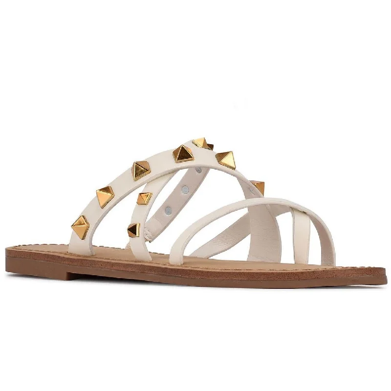 Elastic - Strap Women's Sandals with a Padded Toe in Teal for Easy On - and - OffElastic - Strap Women's Sandals with a Padded Toe in Teal for Easy On - and - OffNine West Womens Cerri Faux Leather Studded Slide Sandals