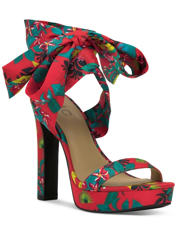 Women's Sandals with a Floral - Printed Upper in Pink for a Feminine Spring LookWomen's Sandals with a Floral - Printed Upper in Pink for a Feminine Spring LookNoyar Womens Satin Ankle Tie Platform Sandals