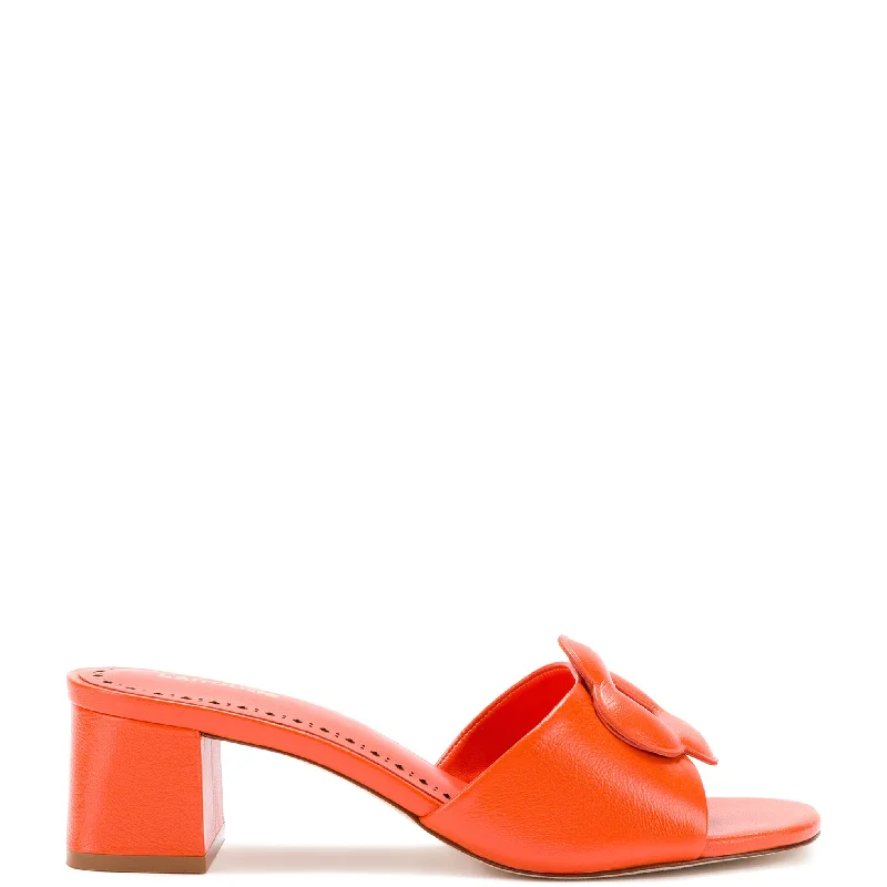 Adjustable Strap Women's Sandals with a Padded Heel in Pink for a Custom FitFlora Mule In Orange Leather