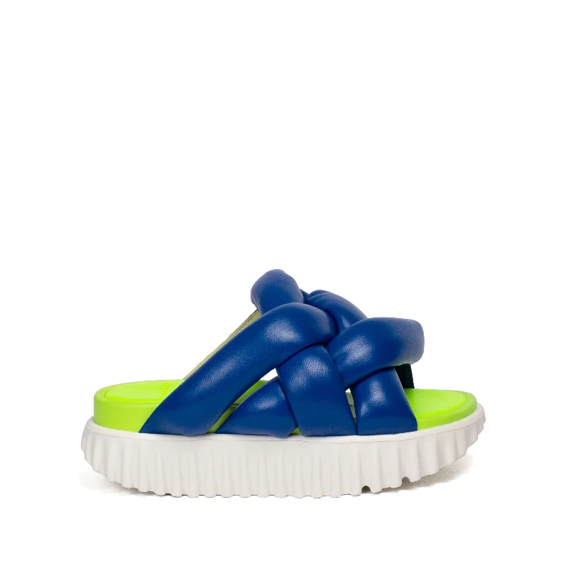 Elastic - Strap Women's Sandals with a Padded Toe in Teal for Easy On - and - OffWAFFO PRETZEL BLUE Elastic - Strap Women's Sandals with a Padded Toe in Teal for Easy On - and - OffWAFFO PRETZEL BLUE