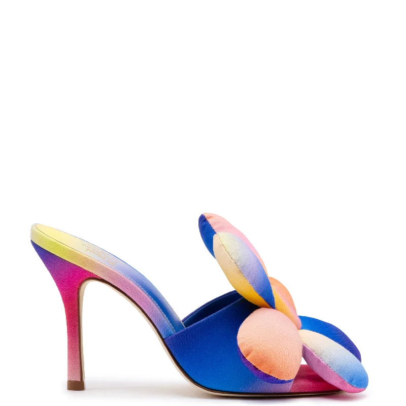 Elastic - Strap Women's Sandals with a Padded Toe in Teal for Easy On - and - OffLarroudé x Gabriela Noelle: Full Bloom Mule In Rainbow Fabric Elastic - Strap Women's Sandals with a Padded Toe in Teal for Easy On - and - OffLarroudé x Gabriela Noelle: Full Bloom Mule In Rainbow Fabric