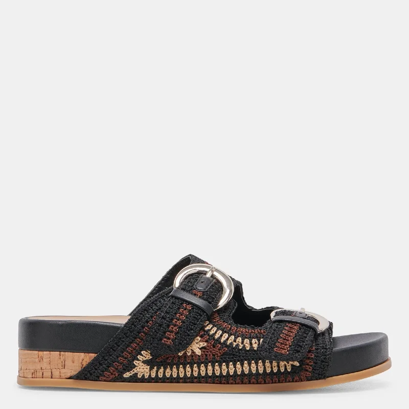 Women's Sandals with a Wedge Heel and a Tassel Detail in Orange for a Trendy LookWomen's Sandals with a Wedge Heel and a Tassel Detail in Orange for a Trendy LookRalli Sandals Black Multi Knit