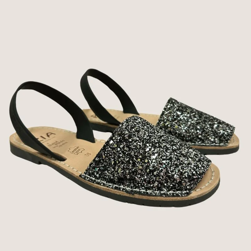 Plus Size Women's Wide - Width Platform Sandals in Black for Added Comfort and HeightPlus Size Women's Wide - Width Platform Sandals in Black for Added Comfort and HeightRia Menorca Joan Glitter Avarcas Sandal