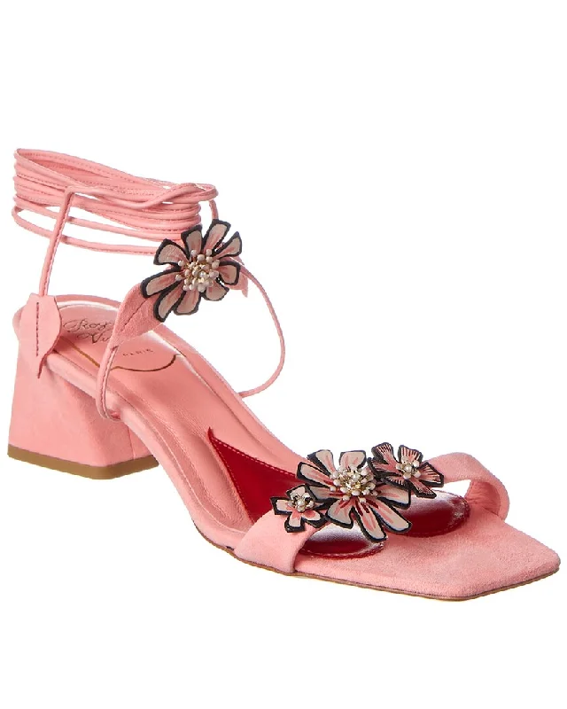 Women's Sandals with a Glitter - Coated Strap in Gold for a Sparkly Summer OutfitWomen's Sandals with a Glitter - Coated Strap in Gold for a Sparkly Summer OutfitRoger Vivier Vivier Blossom Suede Sandal