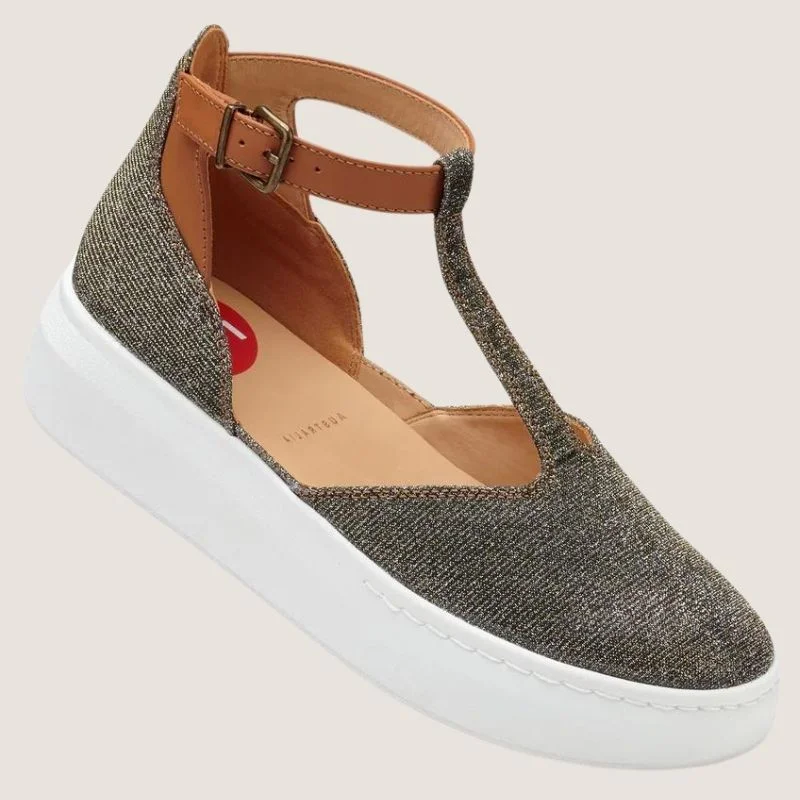 Women's Cork - Soled Espadrille Sandals with a Rope - Trimmed Upper in Navy for a Summer VibeWomen's Cork - Soled Espadrille Sandals with a Rope - Trimmed Upper in Navy for a Summer VibeRollie City T-Bar Sandal