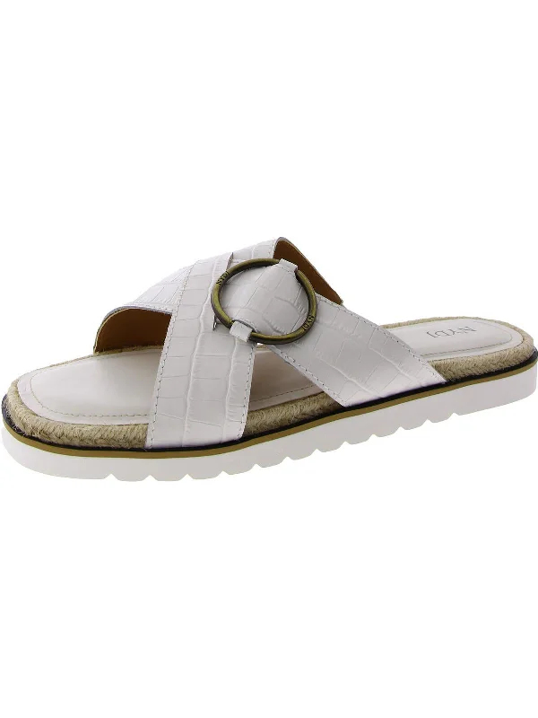 Women's Strappy Gladiator Sandals with Buckle Closures in Tan for a Boho Look Women's Ankle - Strap Sandals with a Block Heel in Red for a Sophisticated StyleROSSI Womens Faux Leather Slip On Slide Sandals