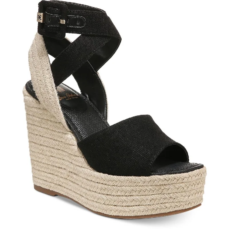 Women's Ankle - Strap Sandals with a Block Heel in Red for a Sophisticated StyleSam Edelman Womens Vada Criss-Cross Front Wedge Platform Sandals