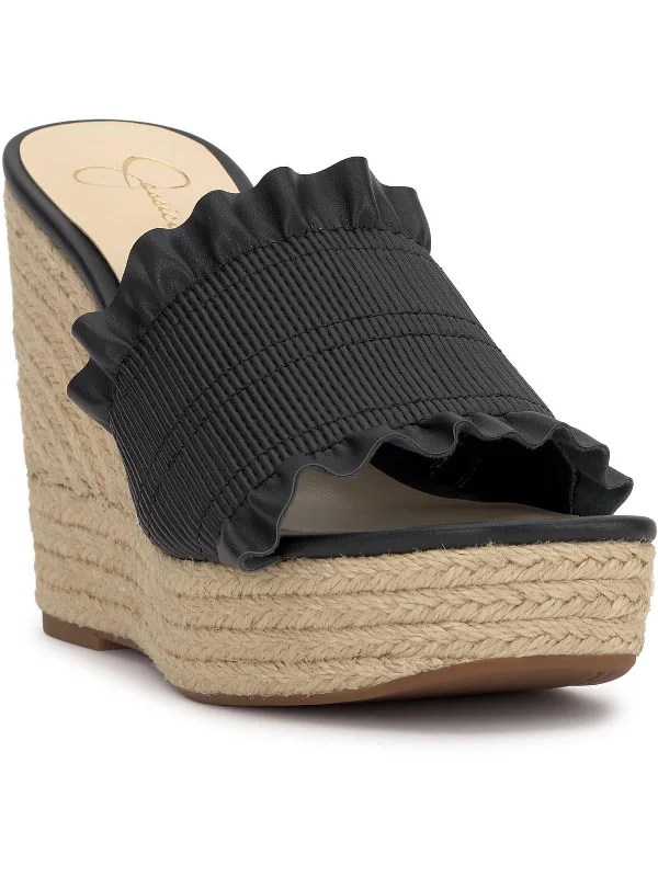 Women's Sandals with a Glitter - Coated Strap in Gold for a Sparkly Summer OutfitSerilda Womens Ruffled Slip On Wedge Sandals Women's Sandals with a Glitter - Coated Strap in Gold for a Sparkly Summer OutfitSerilda Womens Ruffled Slip On Wedge Sandals