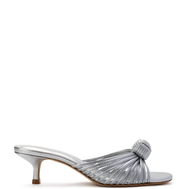 Sustainable Women's Recycled Material Sandals in Beige for Eco - Conscious ShoppersValerie Mule In Silver Metallic Leather