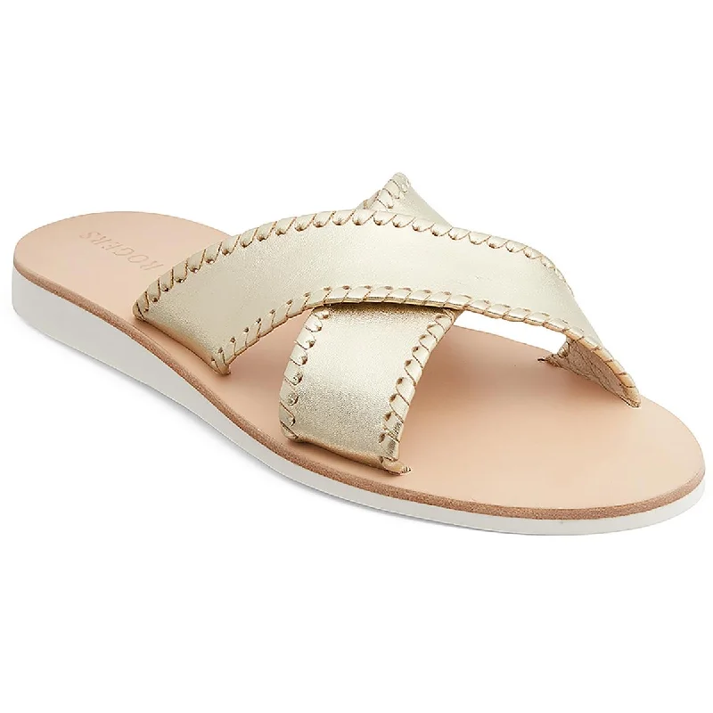 Women's Flat Slide Sandals with a Memory Foam Insole in White for All - Day ComfortSloane X Band Boating Sandal Womens Casual Slip On Strappy Sandals