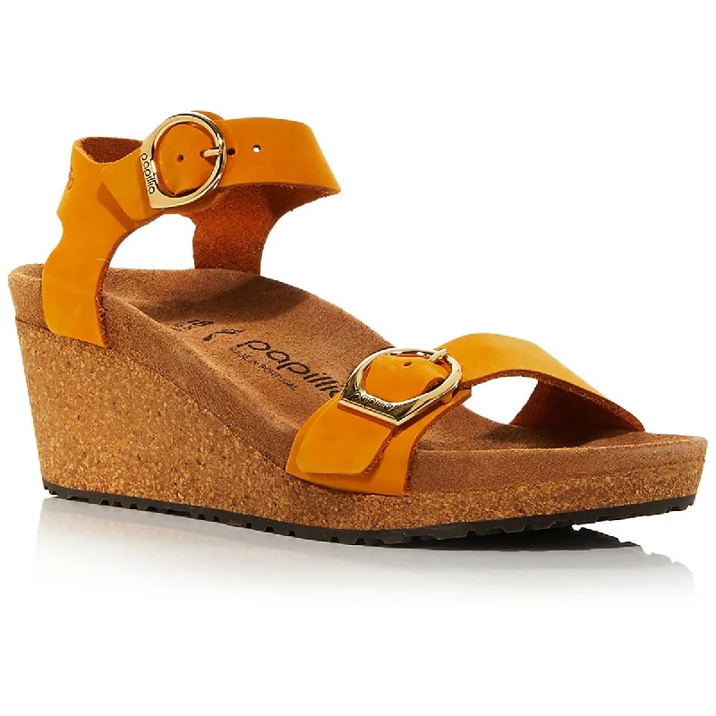 Women's Ankle - Strap Sandals with a Block Heel in Red for a Sophisticated StyleSoley Ring-Buckle Womens Adjustable Adjustable Straps Wedge Sandals