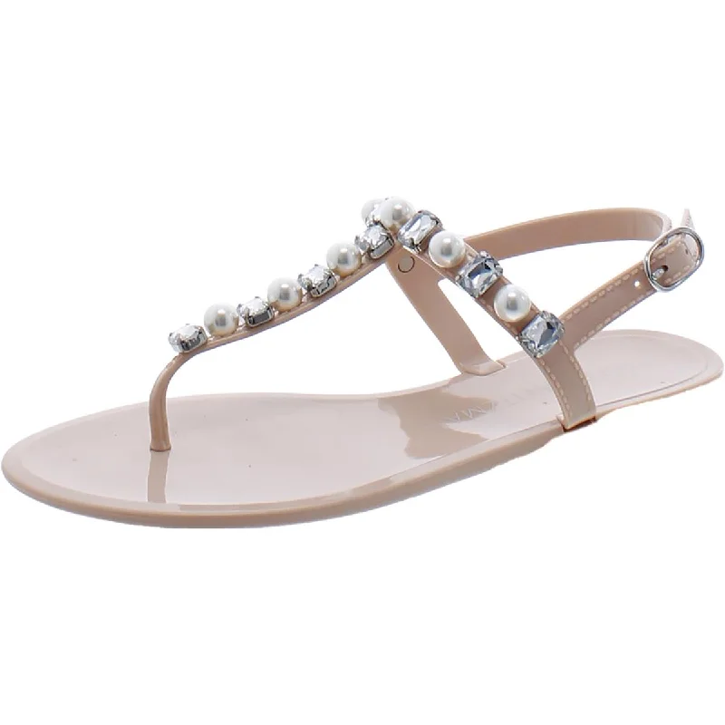 Women's Sandals with a Glitter - Coated Strap in Gold for a Sparkly Summer OutfitStuart Weitzman Womens Rhinestone Ankle Stra T-Strap Sandals