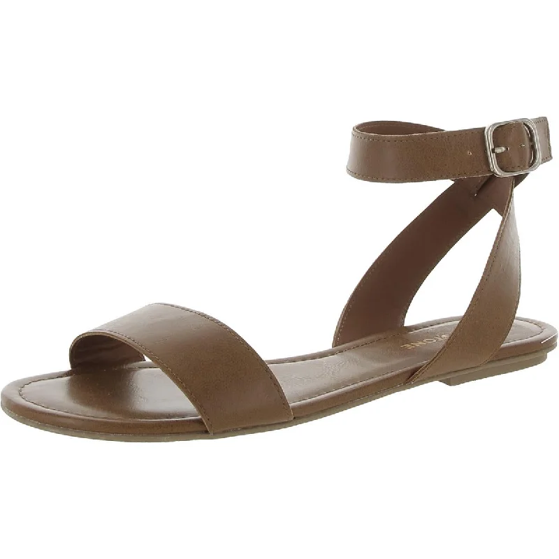 Sustainable Women's Recycled Material Sandals in Beige for Eco - Conscious ShoppersSustainable Women's Recycled Material Sandals in Beige for Eco - Conscious ShoppersSun + Stone Womens Faux Leather Cushioned Footbed Ankle Strap