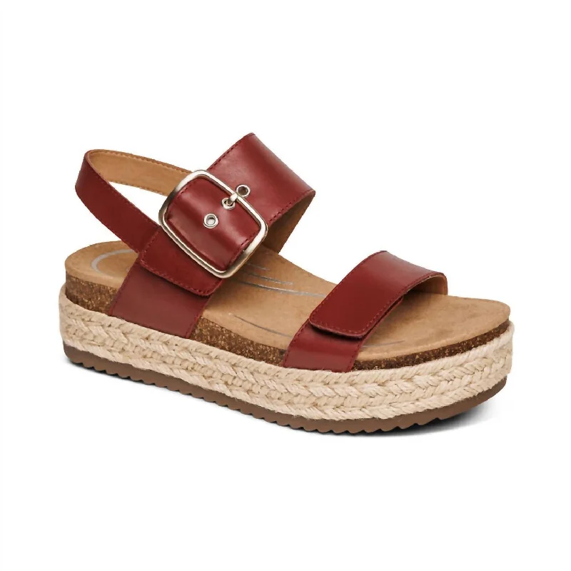 Women's Cork - Soled Espadrille Sandals with a Rope - Trimmed Upper in Navy for a Summer VibeVania Arch Support Platform Sandal In Red