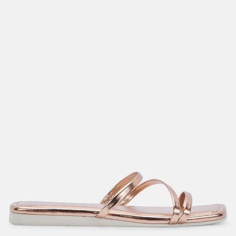Sustainable Women's Recycled Material Sandals in Beige for Eco - Conscious ShoppersVINNY SANDALS ROSE GOLD STELLA