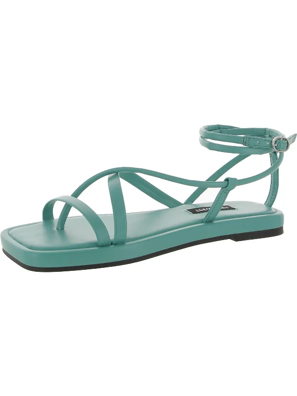 Elastic - Strap Women's Sandals with a Padded Toe in Teal for Easy On - and - OffWaren3 Womens Flat Strappy Thong Sandals