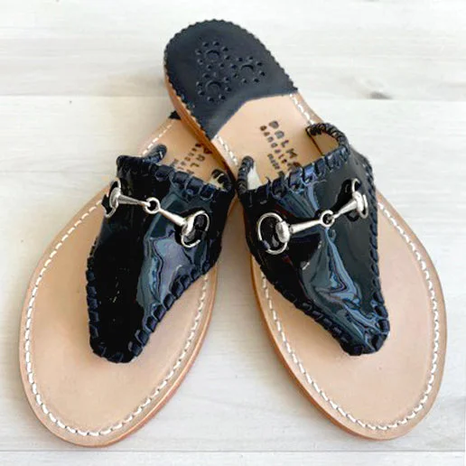 Waterproof Women's Rubber Beach Sandals with Arch Support in Blue for Water ActivitiesWellington Black Patent / Black (Silver Buckle)
