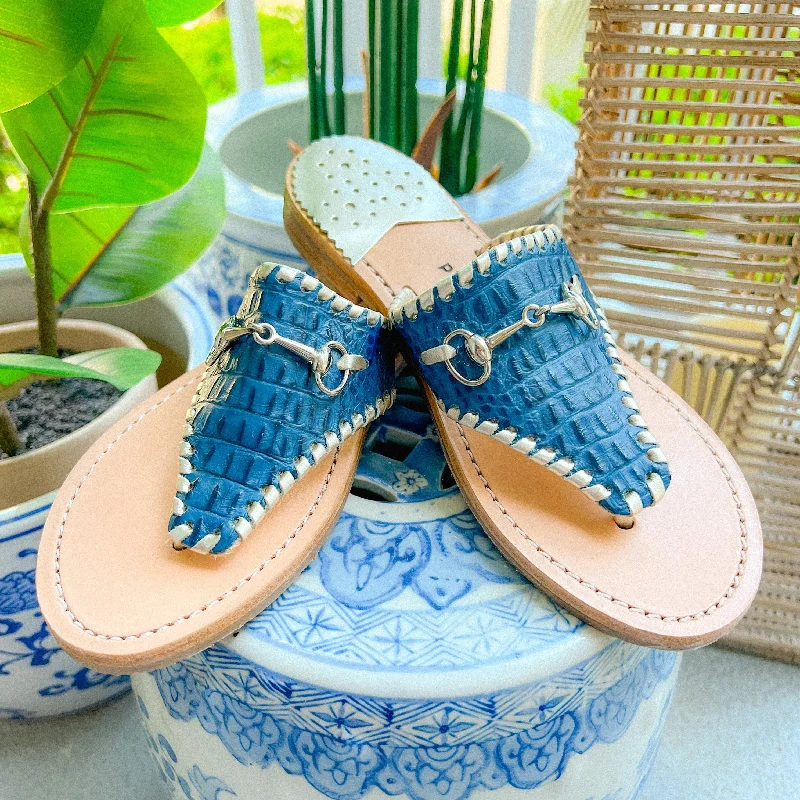 Women's Sandals with a Floral - Printed Upper in Pink for a Feminine Spring LookWellington Navy Croc / Platinum (Silver Buckle)