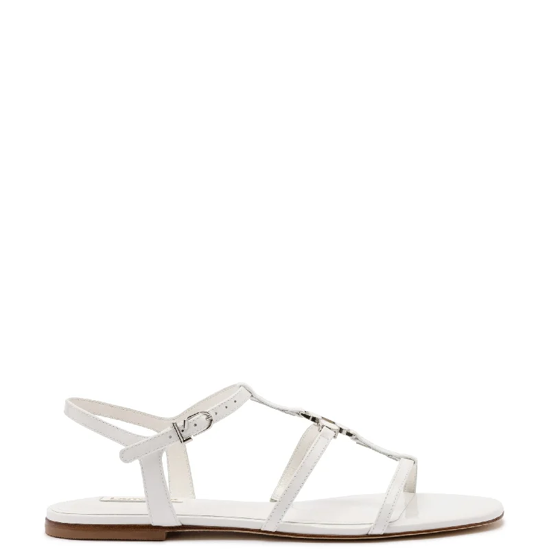 Sustainable Women's Recycled Material Sandals in Beige for Eco - Conscious ShoppersHana Flat In White Patent Leather Sustainable Women's Recycled Material Sandals in Beige for Eco - Conscious ShoppersHana Flat In White Patent Leather