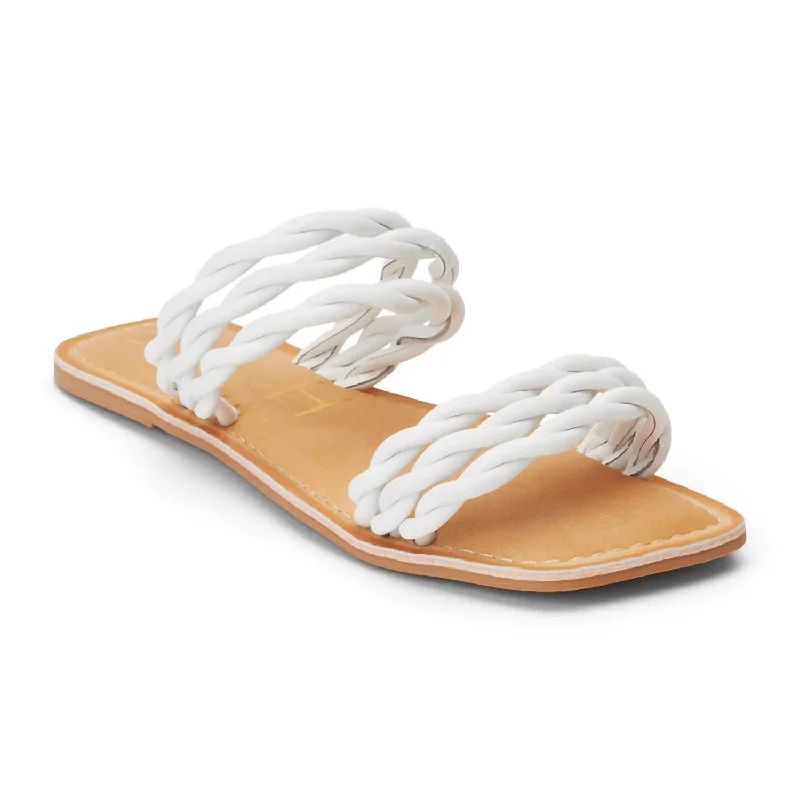 Women's Flat Slide Sandals with a Memory Foam Insole in White for All - Day ComfortWomen's Amalia Sandals In White Women's Flat Slide Sandals with a Memory Foam Insole in White for All - Day ComfortWomen's Amalia Sandals In White
