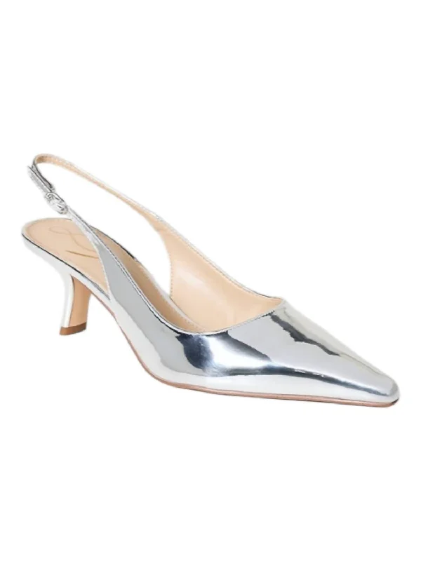 Women's Sandals with a Wedge Heel and a Tassel Detail in Orange for a Trendy LookWomen's Bianka Slingback Heel Shoe In Soft Silver